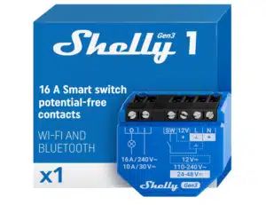 Micro-module Wi-Fi et Bluetooth Shelly 1 Gen3 à contact sec pour pilotage domotique de carillon